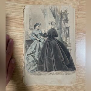 antique fashion print  "Les Modes Parisiennes" 1864 issue of Peterson's Magazine